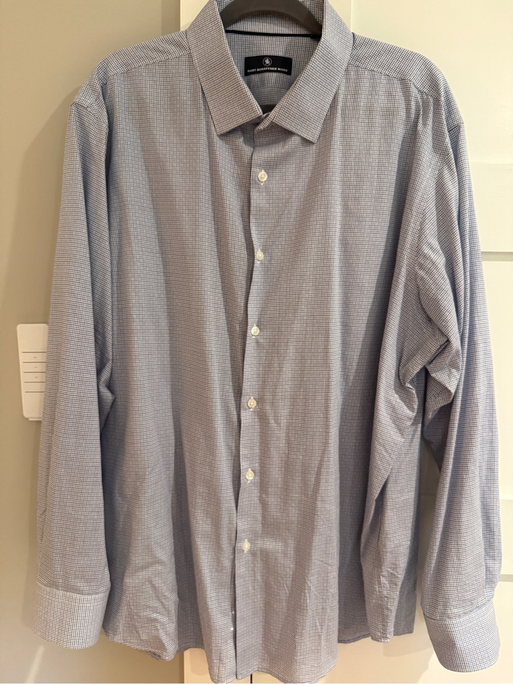 Hart Schaffner Marx Light Blue Micro‑Check Dress Shirt